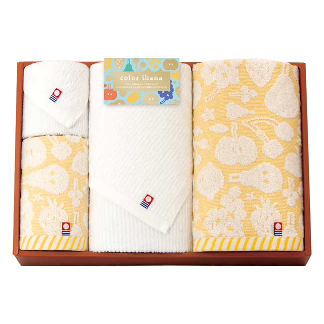 color　ihana　-カラーイハナ-　今治　バスタオル2P・フェイスタオル・ハンドタオルセット　No.80　割引き商品