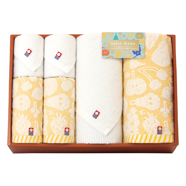 color　ihana　-カラーイハナ-　今治　バスタオル2P・フェイスタオル2P・ハンドタオル2Pセット　No.100　割引き商品