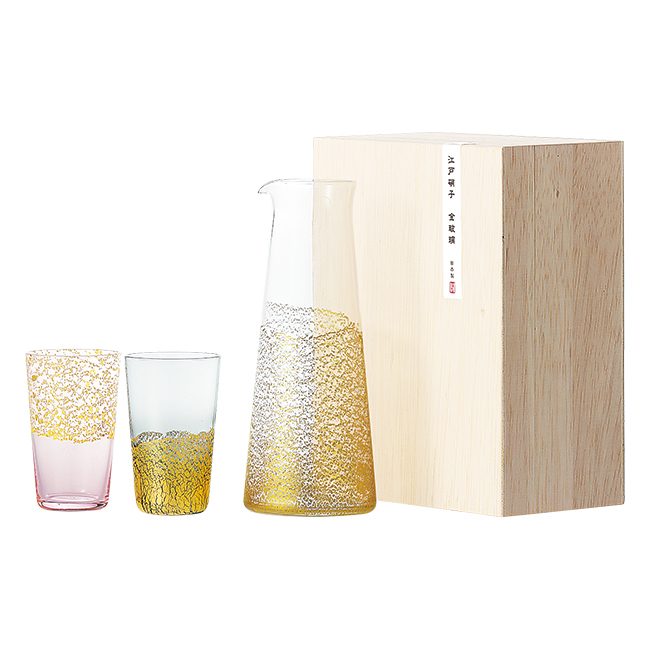 江戸硝子 金玻璃 酒器セット No.200